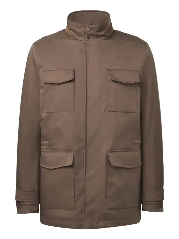 Suede-trimmed technical jacket Suede-trimmed technical jacket