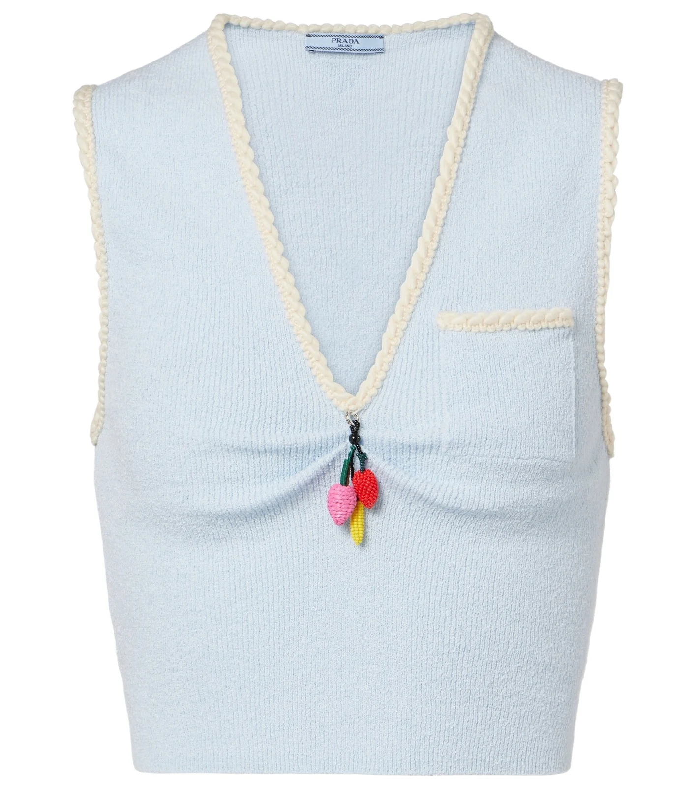 Embellished cotton-blend bouclé crop top Embellished cotton-blend bouclé crop top
