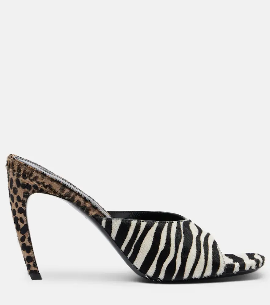 The Attico Betta zebra-print calf hair mules | Thumbnail 4