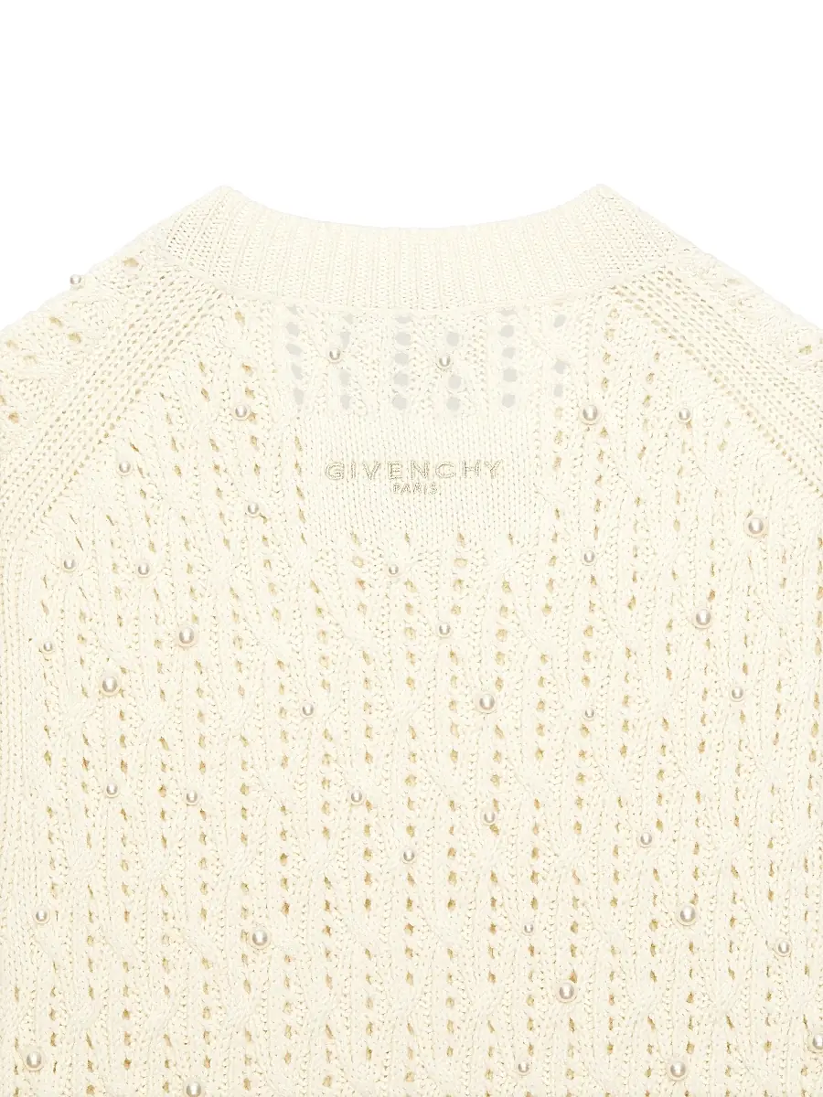 Givenchy Men's Sleeveless Sweater in Wool with Pearl Embroidery - Dove White | Thumbnail 5