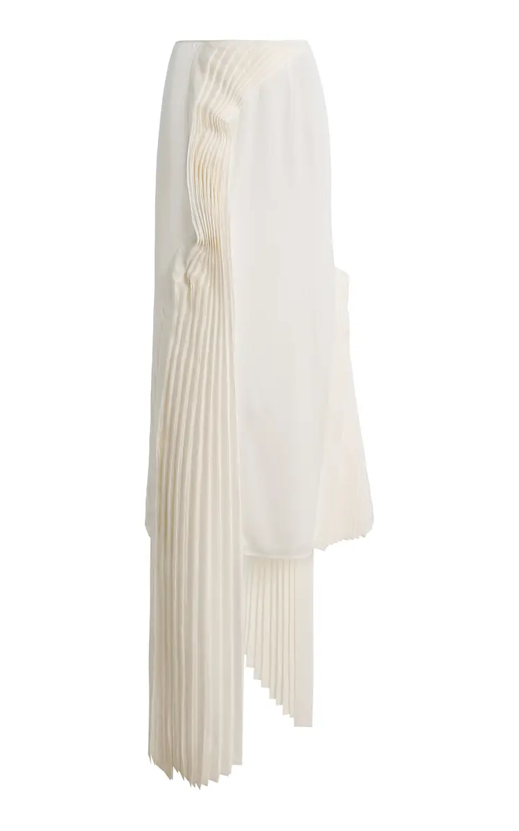 Perle Pleat-Detailed Silk Midi Skirt Perle Pleat-Detailed Silk Midi Skirt
