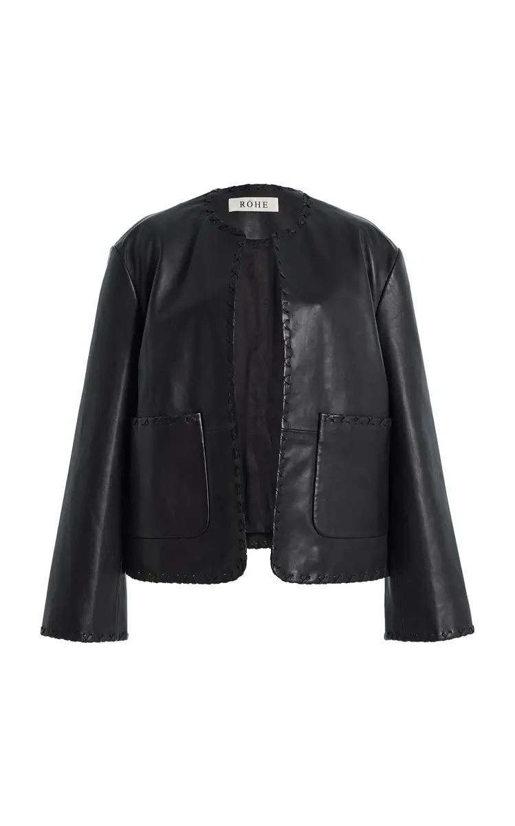 RÓHE Blanket-Stitched Leather Jacket | Thumbnail 6 RÓHE Blanket-Stitched Leather Jacket | Thumbnail 6