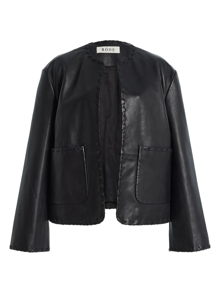 RÓHE Blanket-Stitched Leather Jacket