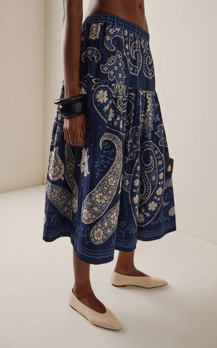 Sea Emelina Printed Linen-Cotton Midi Skirt | Thumbnail 3 Sea Emelina Printed Linen-Cotton Midi Skirt | Thumbnail 3