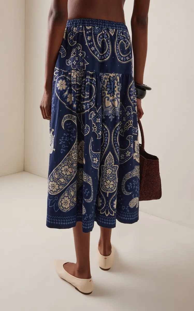 Sea Emelina Printed Linen-Cotton Midi Skirt | Thumbnail 4 Sea Emelina Printed Linen-Cotton Midi Skirt | Thumbnail 4