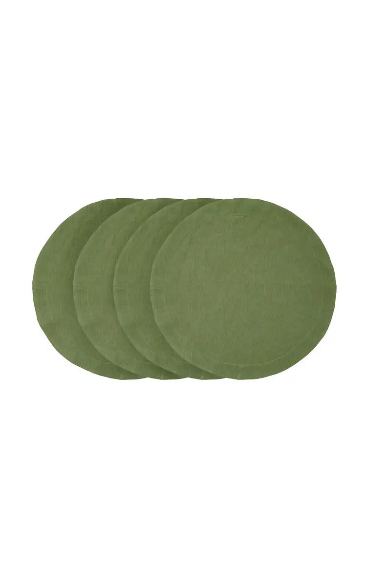 Moda Domus Set-of-Four Round Linen Placemats - Green | Thumbnail 4