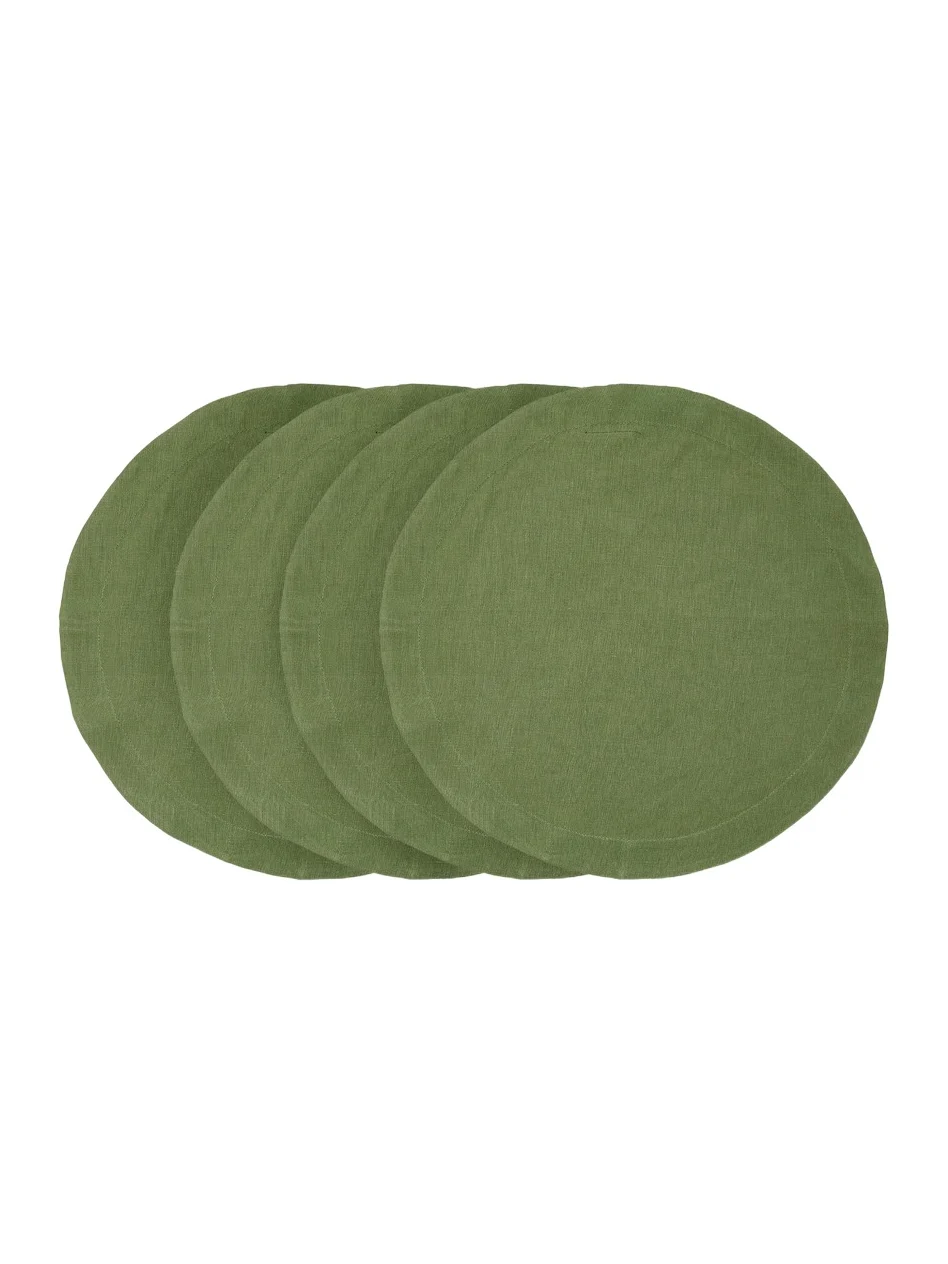 Set-of-Four Round Linen Placemats Set-of-Four Round Linen Placemats