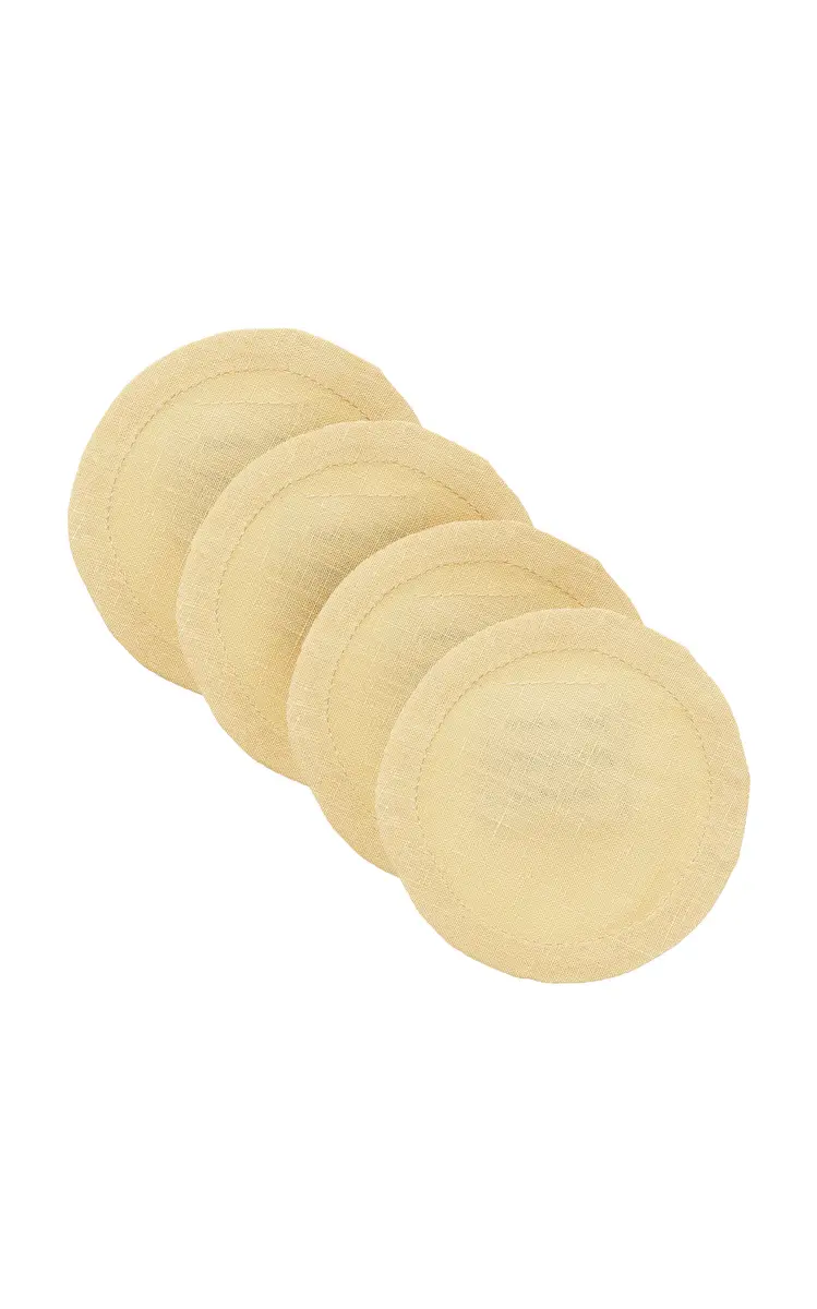 Moda Domus Set-of-Four Linen Coasters - Yellow | Thumbnail 5 Moda Domus Set-of-Four Linen Coasters - Yellow | Thumbnail 5