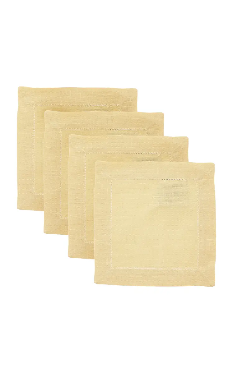 Moda Domus Set-of-Four Linen Cocktail Napkins - Green | Thumbnail 3 Moda Domus Set-of-Four Linen Cocktail Napkins - Green | Thumbnail 3