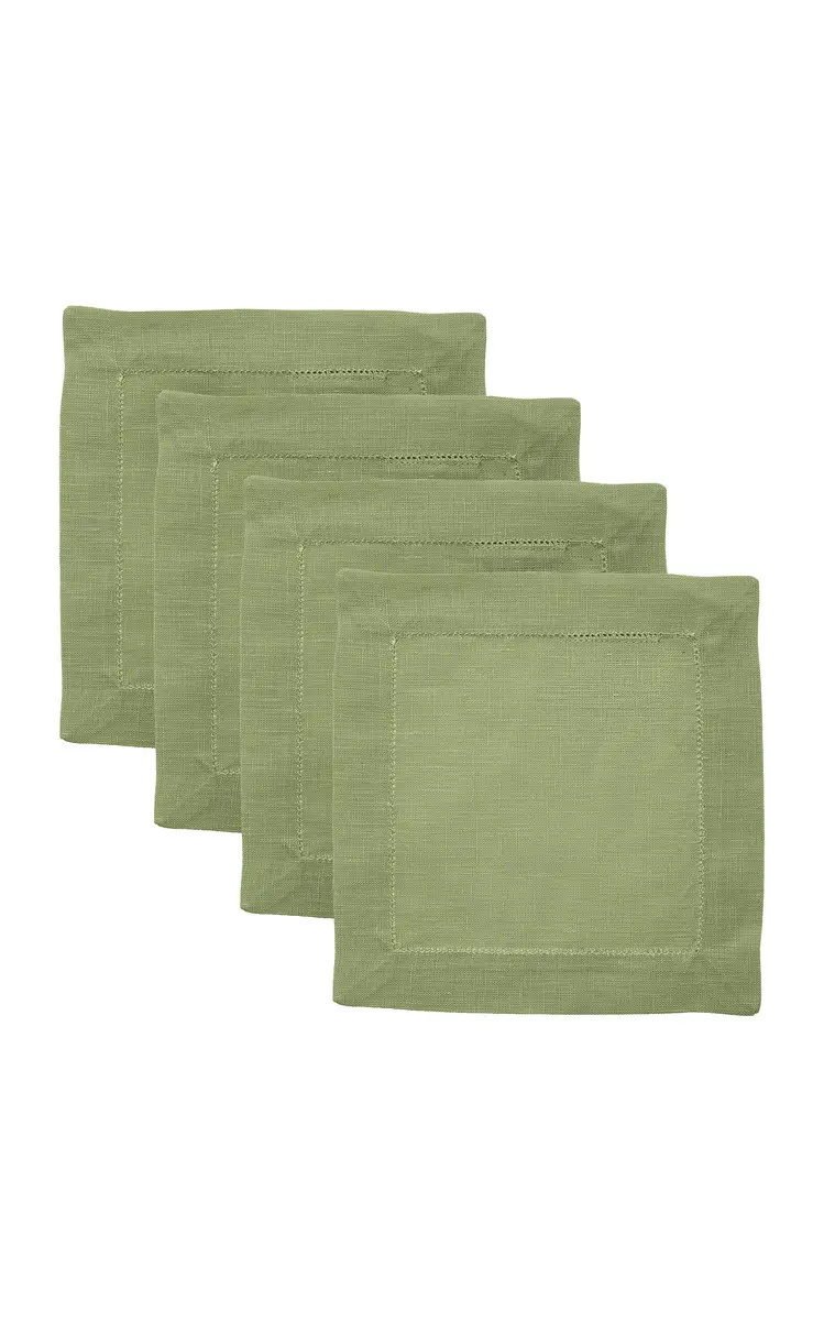 Moda Domus Set-of-Four Linen Cocktail Napkins - Green | Thumbnail 6 Moda Domus Set-of-Four Linen Cocktail Napkins - Green | Thumbnail 6