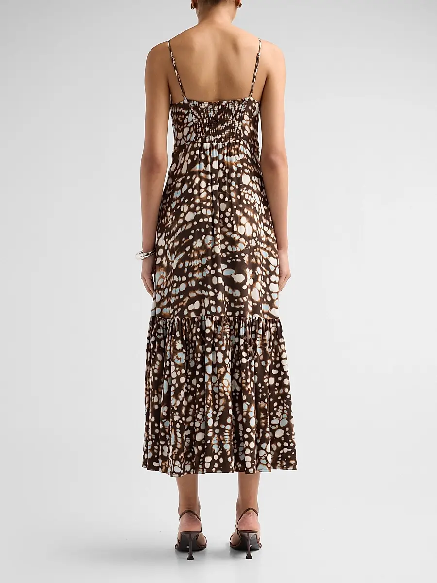 A.L.C. A. L.C. Women's Lindsey Gathered Speckled Midi Dress | Thumbnail 3 A.L.C. A. L.C. Women's Lindsey Gathered Speckled Midi Dress | Thumbnail 3
