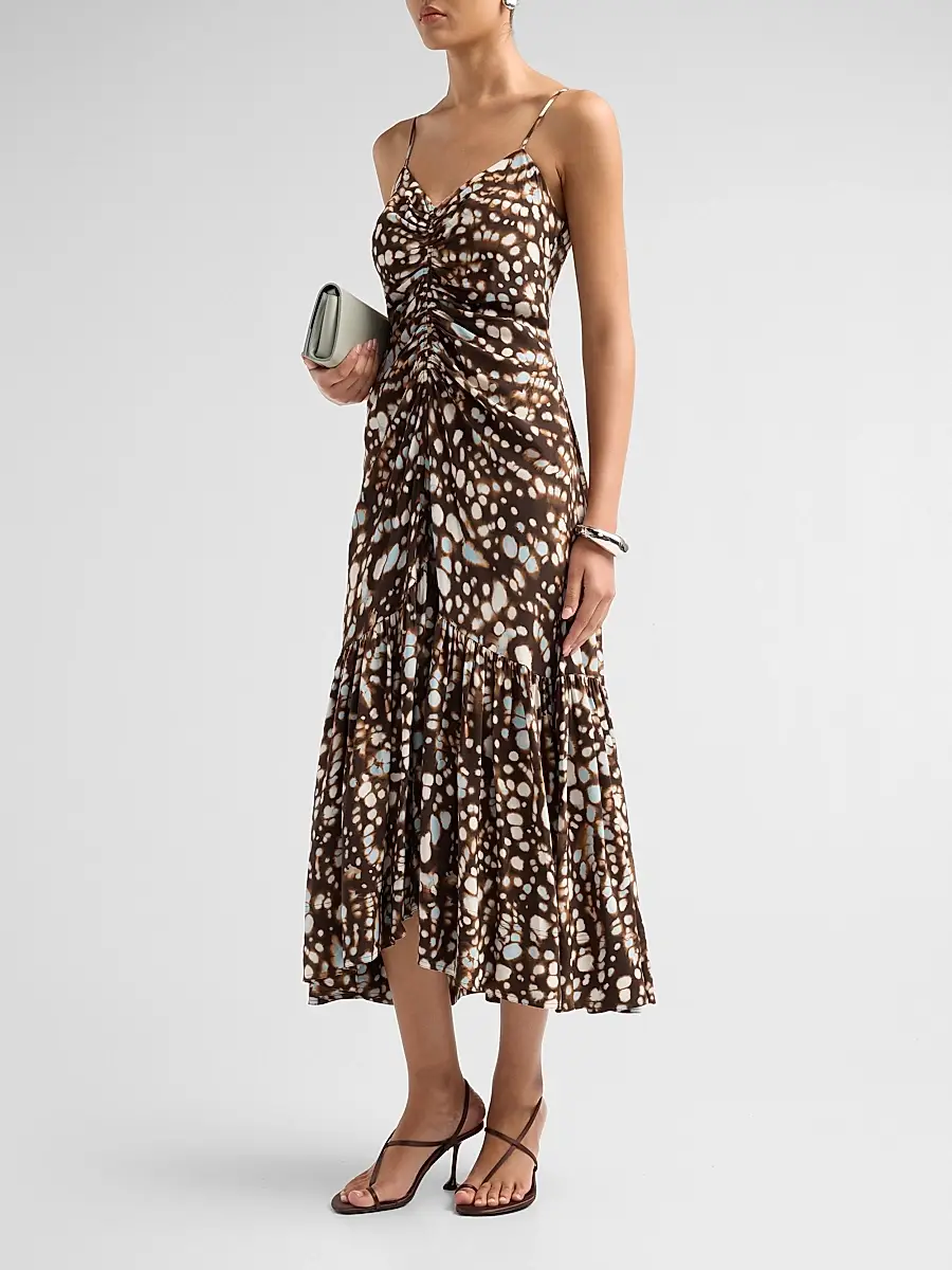 A.L.C. A. L.C. Women's Lindsey Gathered Speckled Midi Dress | Thumbnail 4 A.L.C. A. L.C. Women's Lindsey Gathered Speckled Midi Dress | Thumbnail 4