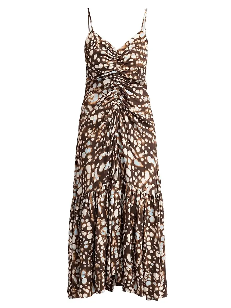 A.L.C. Women's Lindsey Gathered Speckled Midi Dress - Ganache Multi - Size 10 | Image 1 A.L.C. Women's Lindsey Gathered Speckled Midi Dress - Ganache Multi - Size 10 | Image 1