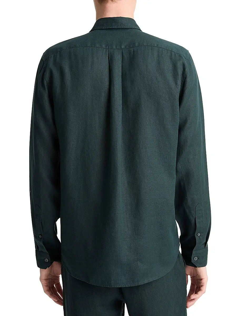 Vince Men's Linen Long-Sleeve Button-Up Shirt | Thumbnail 4 Vince Men's Linen Long-Sleeve Button-Up Shirt | Thumbnail 4