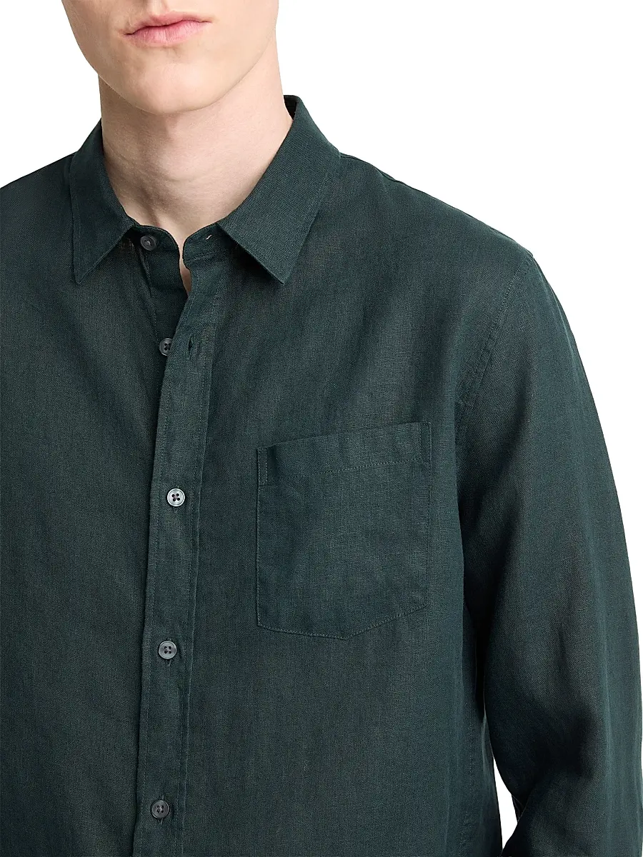 Vince Men's Linen Long-Sleeve Button-Up Shirt | Thumbnail 5 Vince Men's Linen Long-Sleeve Button-Up Shirt | Thumbnail 5
