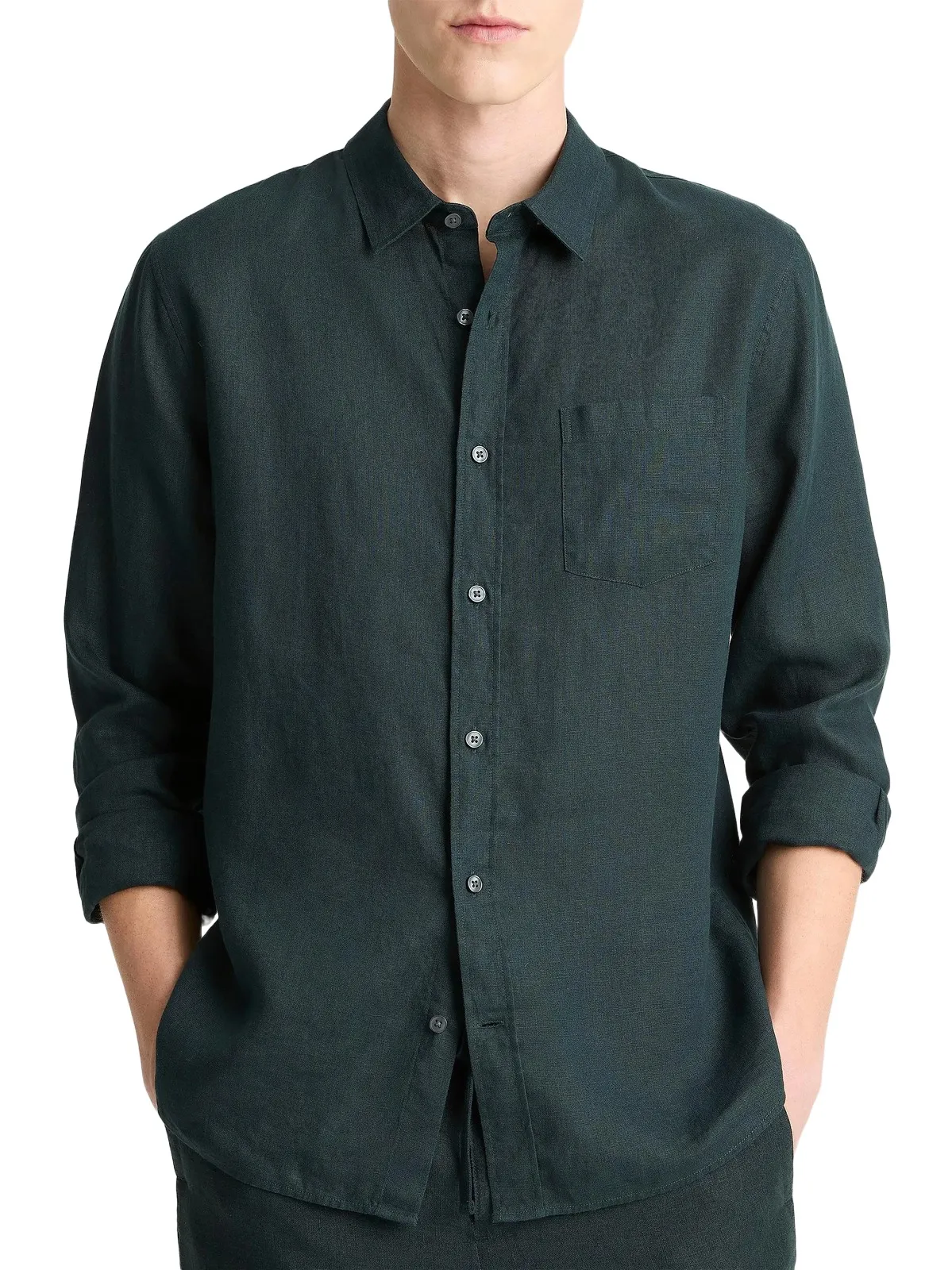 Men's Linen Long-Sleeve Button-Up Shirt Men's Linen Long-Sleeve Button-Up Shirt