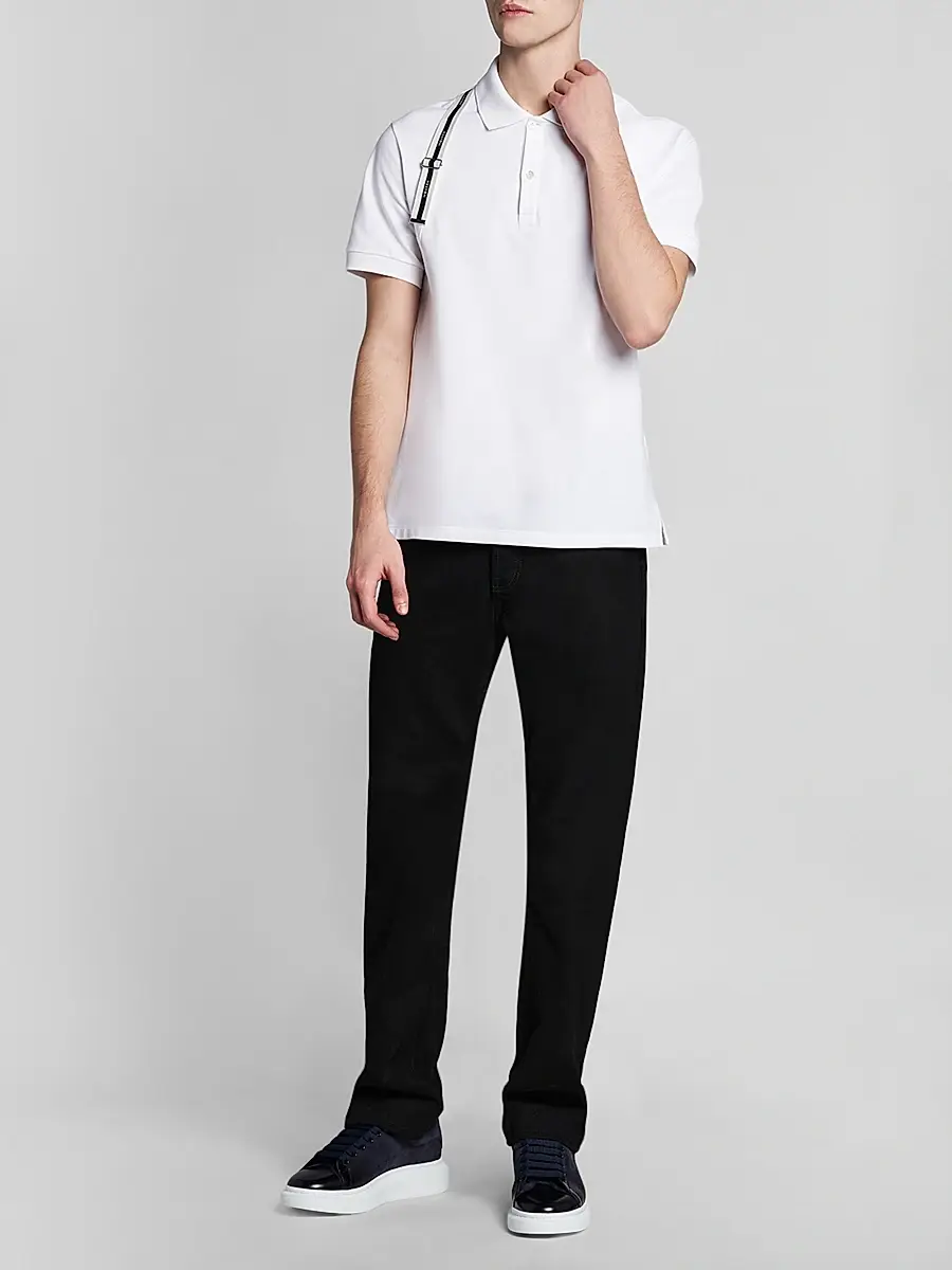 Alexander McQueen Men's Harness Cotton Polo Shirt | Thumbnail 2 Alexander McQueen Men's Harness Cotton Polo Shirt | Thumbnail 2