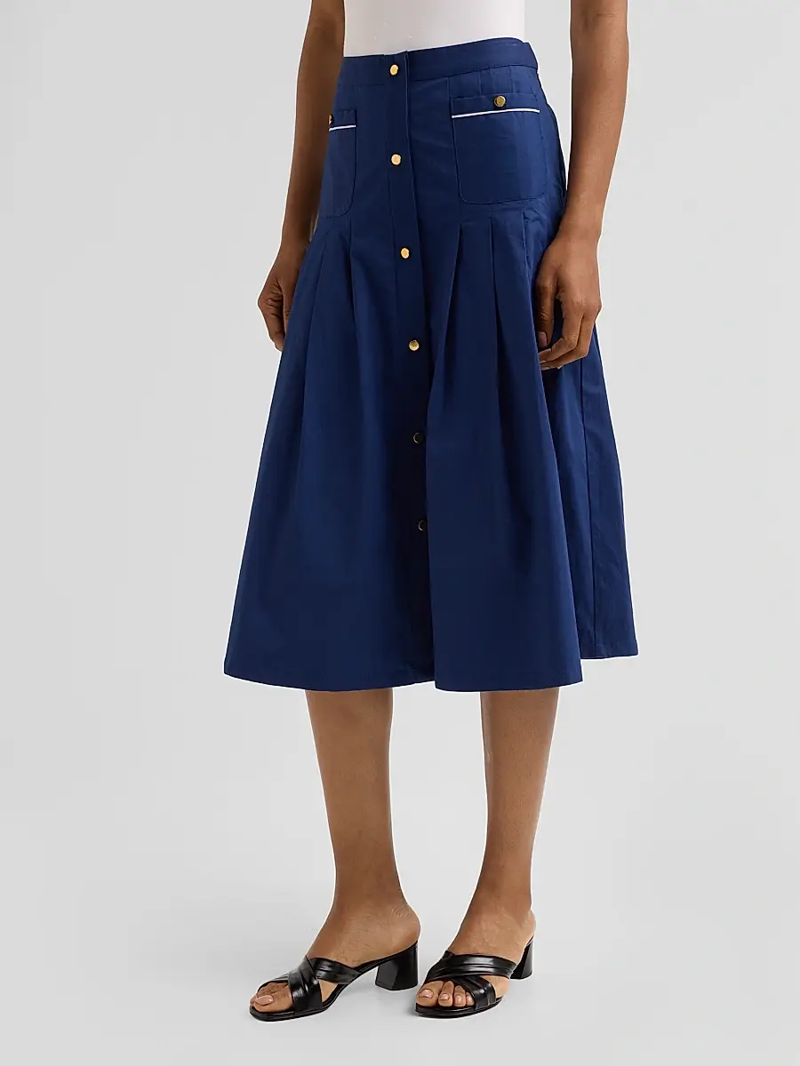 SEROYA Women's Yumi Pleated A-Line Midi Skirt | Thumbnail 4 SEROYA Women's Yumi Pleated A-Line Midi Skirt | Thumbnail 4