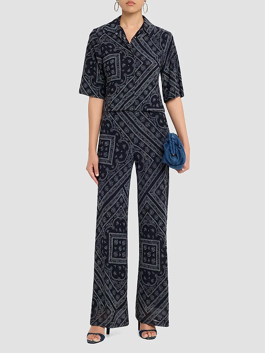 Veronica Beard Women's Hadria Paisley Print High-Rise Pants | Thumbnail 2 Veronica Beard Women's Hadria Paisley Print High-Rise Pants | Thumbnail 2