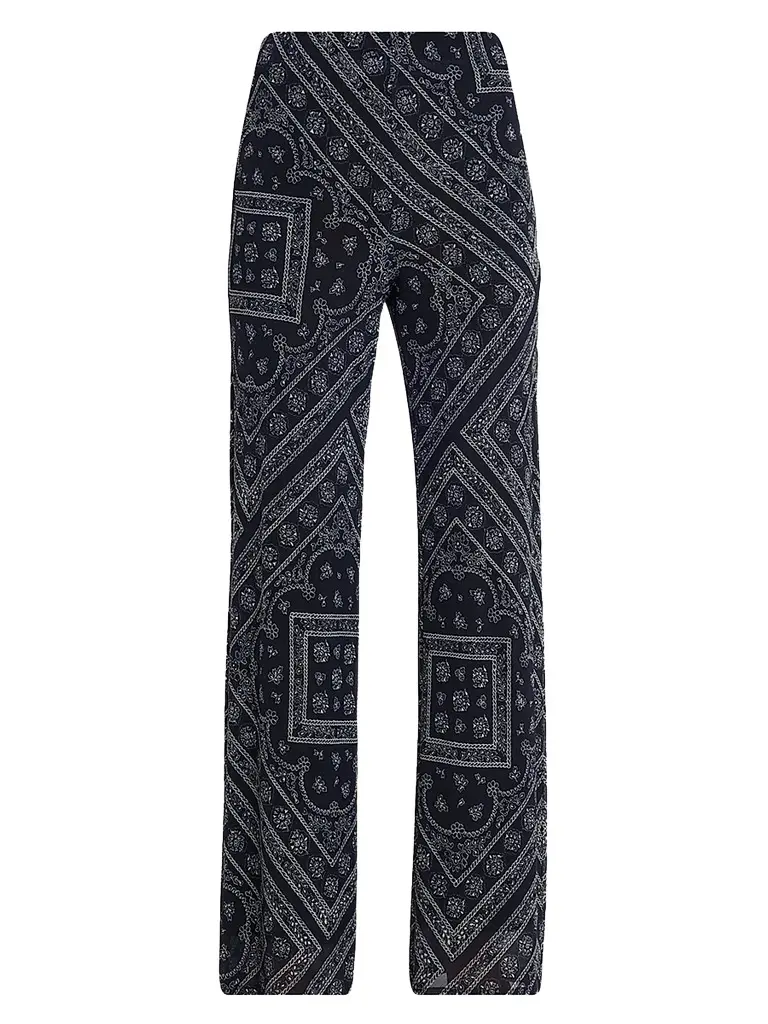 Veronica Beard Women's Hadria Paisley Print High-Rise Pants - Navy Dove | Image 1 Veronica Beard Women's Hadria Paisley Print High-Rise Pants - Navy Dove | Image 1