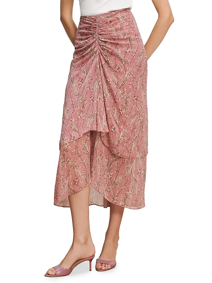 Veronica Beard Women's Sira Floral Ruched Midi Skirt | Thumbnail 3