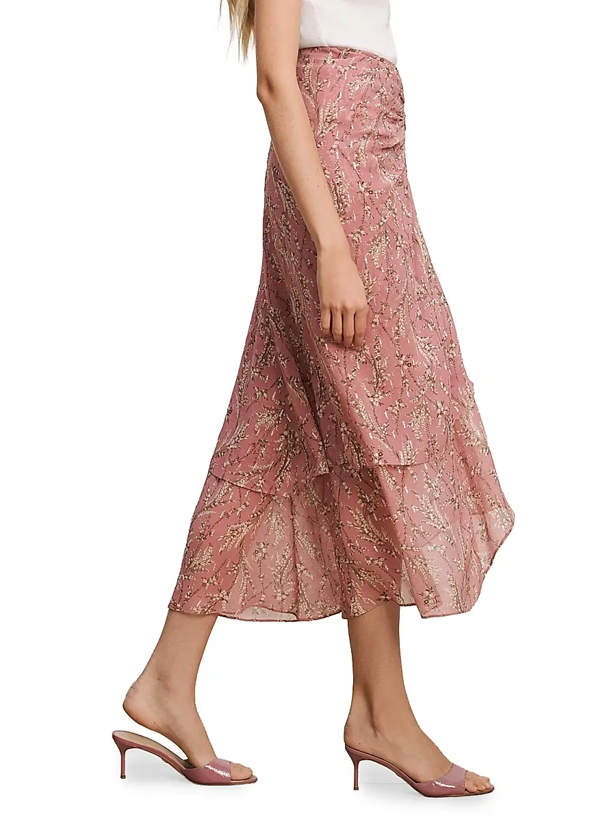 Veronica Beard Women's Sira Floral Ruched Midi Skirt | Thumbnail 4