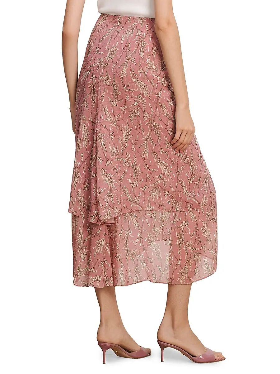 Veronica Beard Women's Sira Floral Ruched Midi Skirt | Thumbnail 5