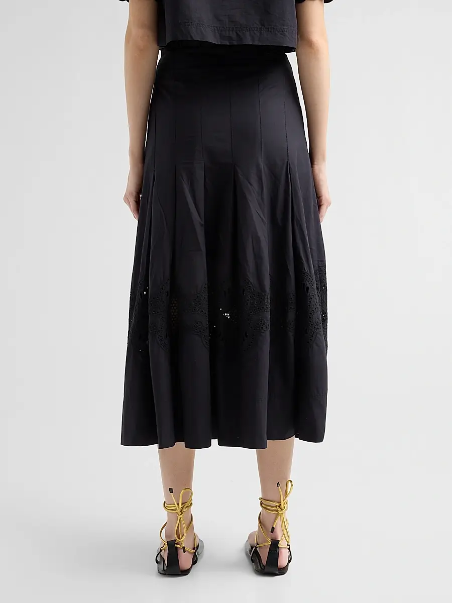 Veronica Beard Women's Fynnley Cotton Pleated Midi Skirt | Thumbnail 3 Veronica Beard Women's Fynnley Cotton Pleated Midi Skirt | Thumbnail 3