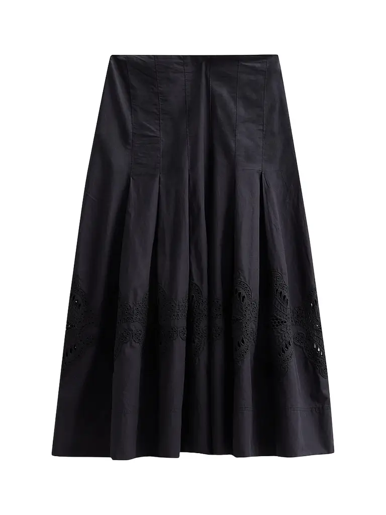 Veronica Beard Women's Fynnley Cotton Pleated Midi Skirt - Black - Size 10 | Image 1 Veronica Beard Women's Fynnley Cotton Pleated Midi Skirt - Black - Size 10 | Image 1