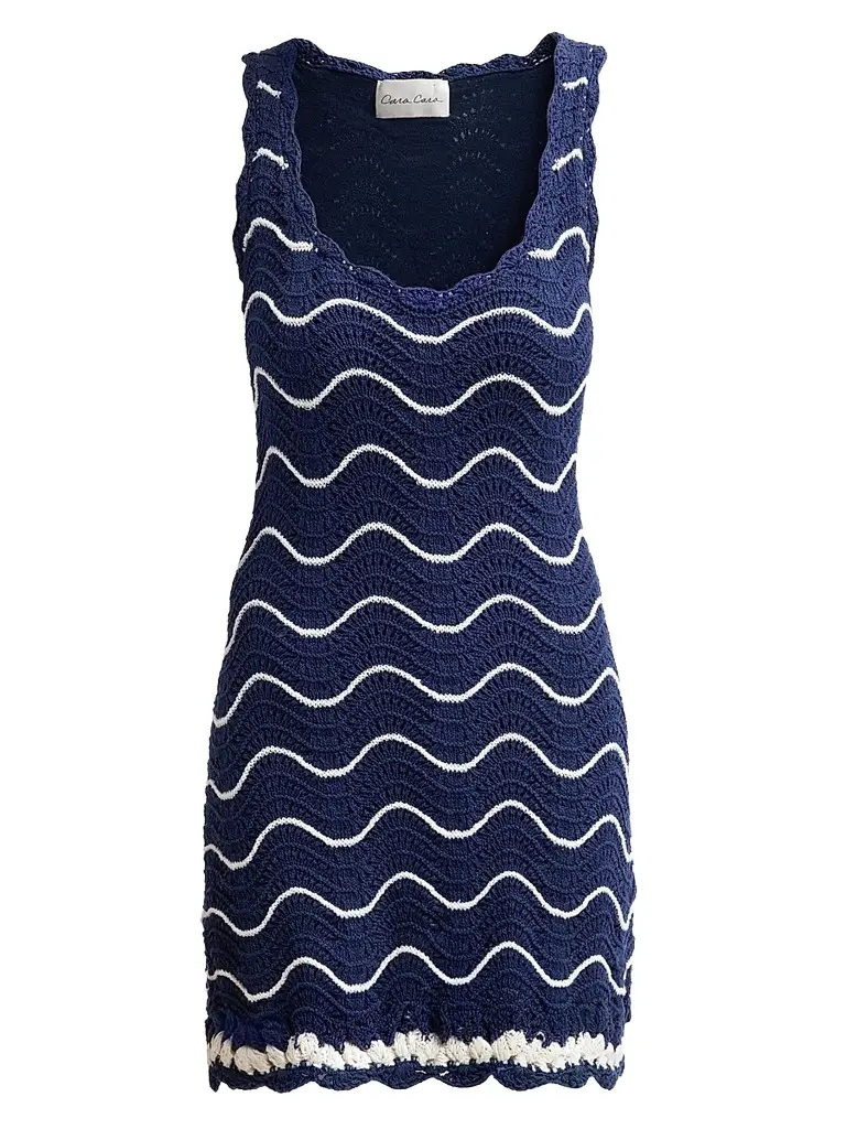 Cara Cara Women's Orel Crochet Wave Mini Dress - Navy Ivory Knits - Size XL | Image 1 Cara Cara Women's Orel Crochet Wave Mini Dress - Navy Ivory Knits - Size XL | Image 1