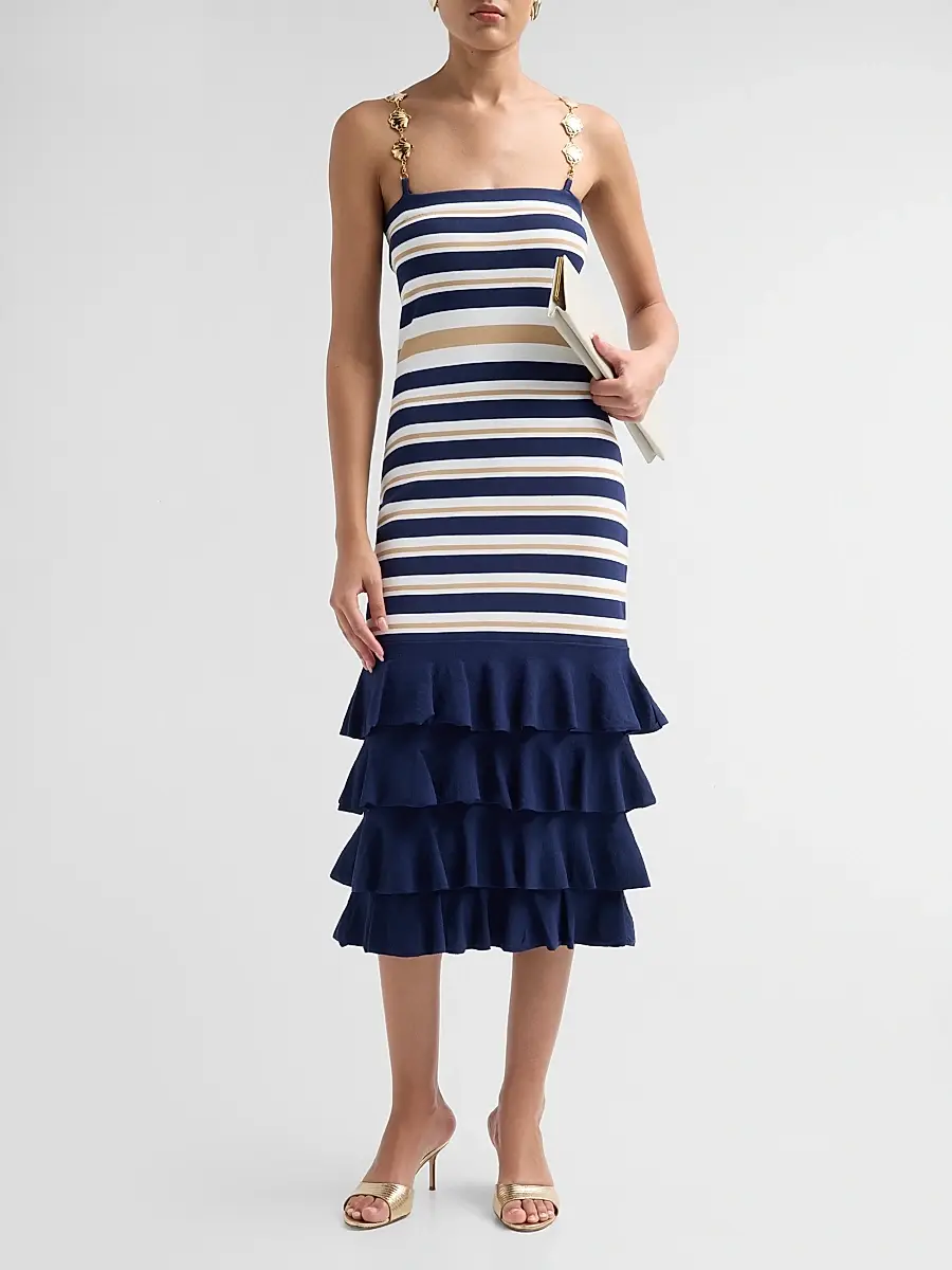 Cara Cara Women's Maryanne Shell Strap Ruffle Midi Dress | Thumbnail 2 Cara Cara Women's Maryanne Shell Strap Ruffle Midi Dress | Thumbnail 2