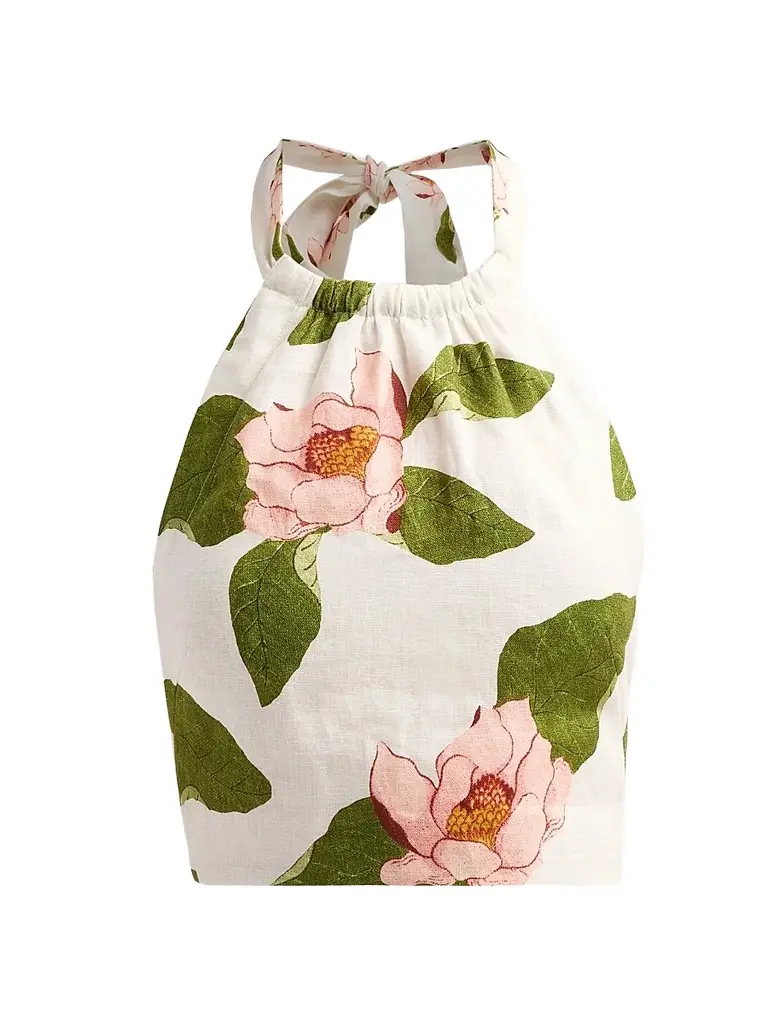 Cara Cara Women's Dahlia Floral Halter Top - Lotus | Image 1 Cara Cara Women's Dahlia Floral Halter Top - Lotus | Image 1