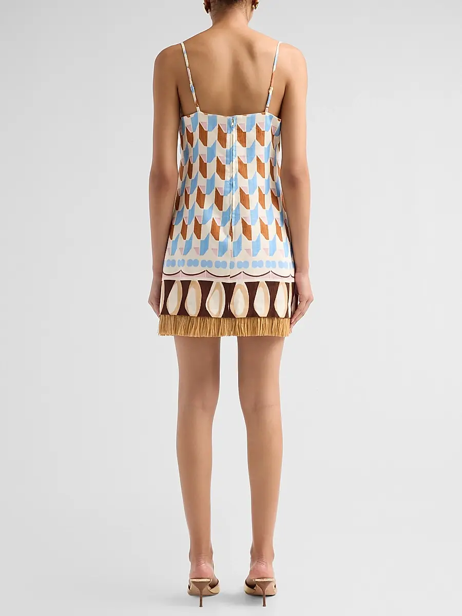 Cara Cara Women's Valencia Geometri Raffia Fringe Mini Dress | Thumbnail 3