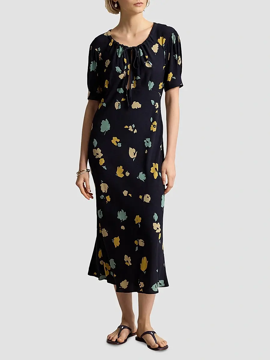 Polo Ralph Lauren Women's Floral Crepe Midi Dress | Thumbnail 2 Polo Ralph Lauren Women's Floral Crepe Midi Dress | Thumbnail 2