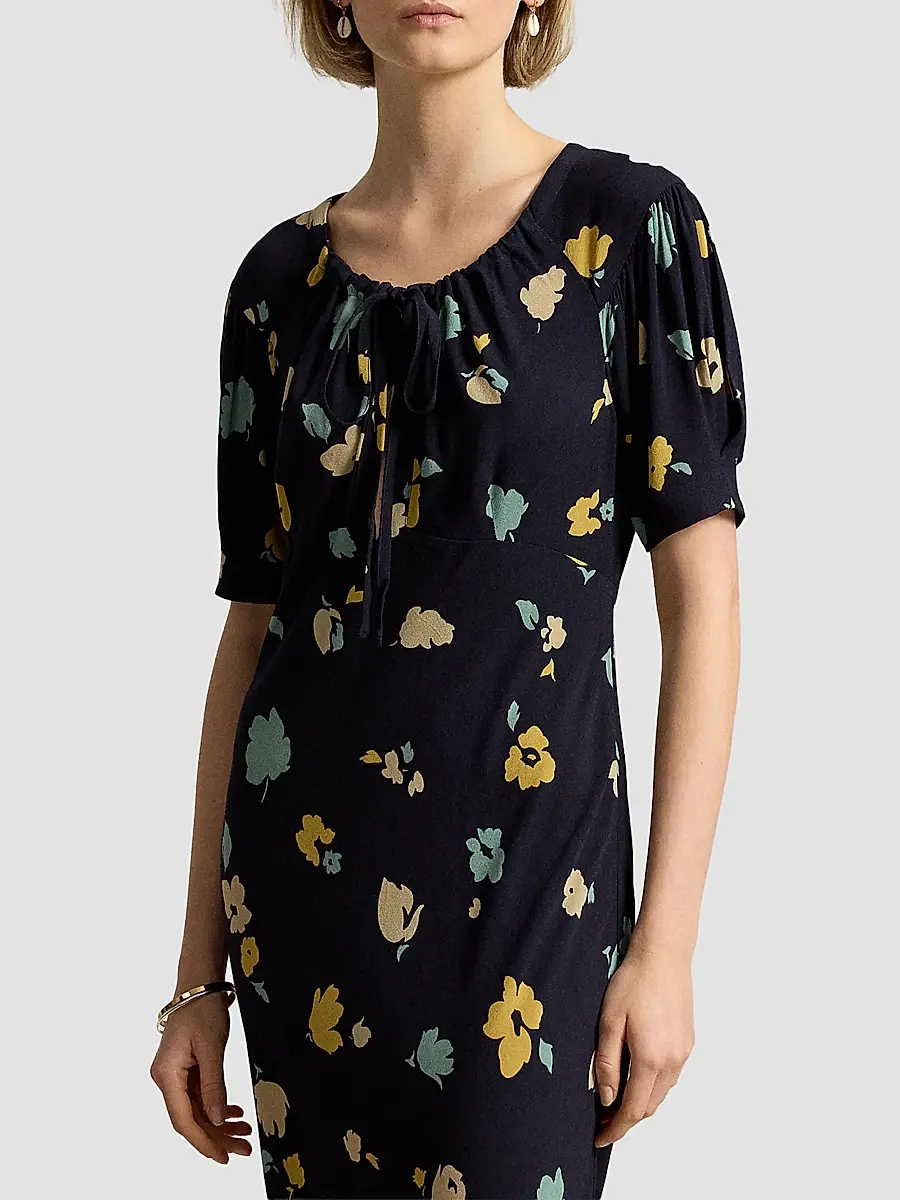 Polo Ralph Lauren Women's Floral Crepe Midi Dress | Thumbnail 4 Polo Ralph Lauren Women's Floral Crepe Midi Dress | Thumbnail 4