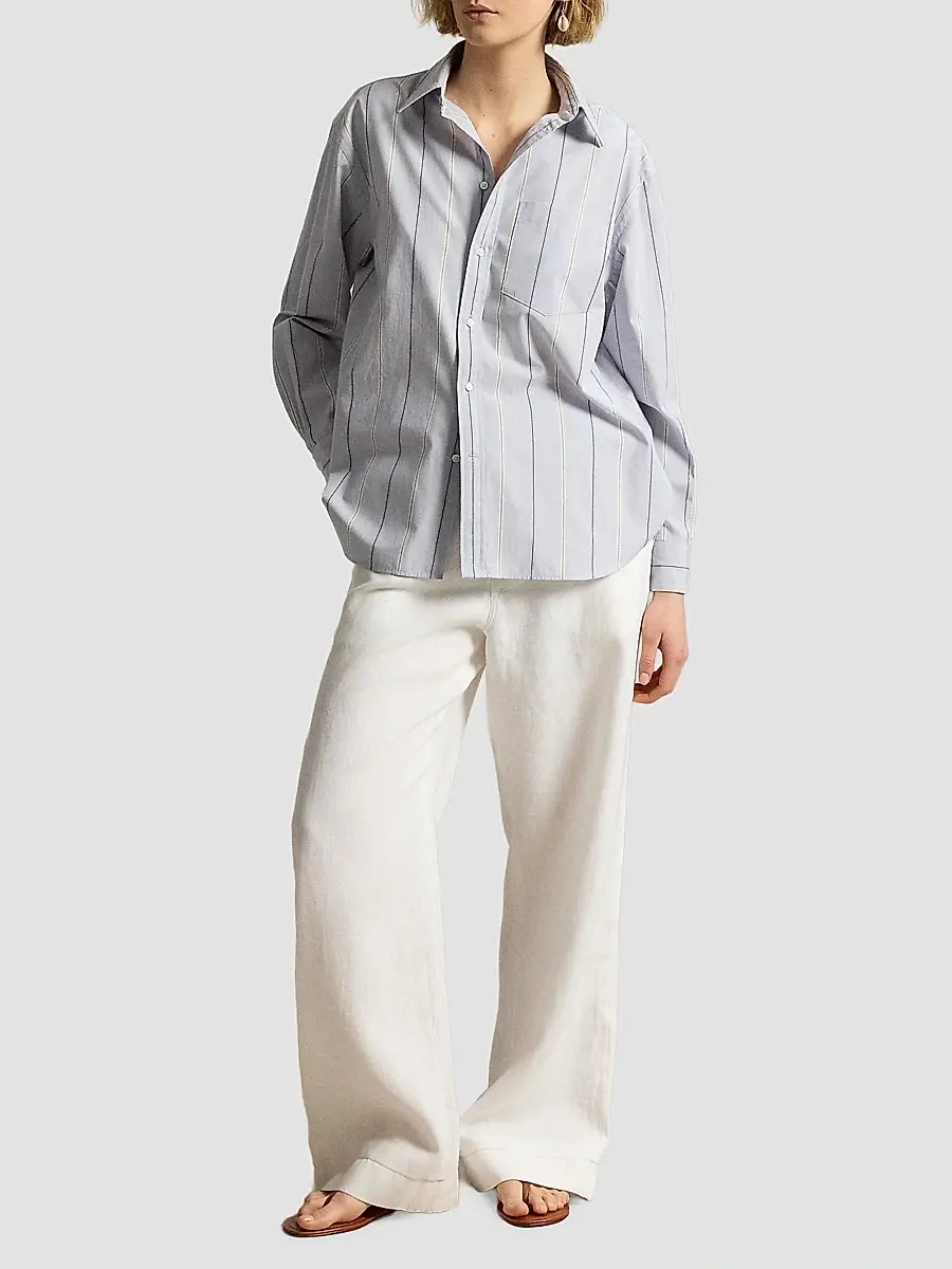 Polo Ralph Lauren Women's Oversized Stripe Cotton Button-Front Shirt | Thumbnail 2 Polo Ralph Lauren Women's Oversized Stripe Cotton Button-Front Shirt | Thumbnail 2