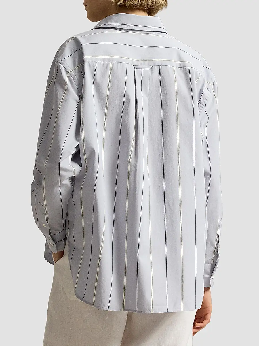 Polo Ralph Lauren Women's Oversized Stripe Cotton Button-Front Shirt | Thumbnail 3 Polo Ralph Lauren Women's Oversized Stripe Cotton Button-Front Shirt | Thumbnail 3