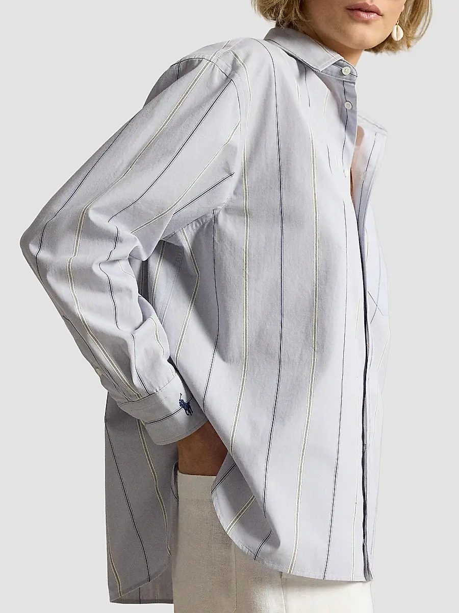 Polo Ralph Lauren Women's Oversized Stripe Cotton Button-Front Shirt | Thumbnail 5 Polo Ralph Lauren Women's Oversized Stripe Cotton Button-Front Shirt | Thumbnail 5
