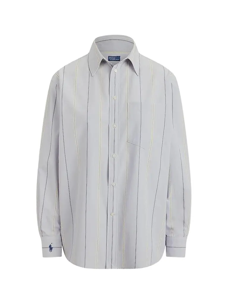 Polo Ralph Lauren Women's Oversized Stripe Cotton Button-Front Shirt - Light Blue Cream | Image 1 Polo Ralph Lauren Women's Oversized Stripe Cotton Button-Front Shirt - Light Blue Cream | Image 1