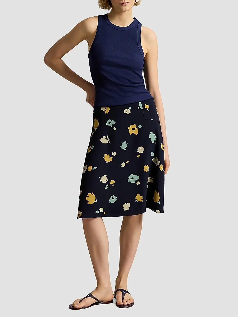 Polo Ralph Lauren Women's Floral Crepe Knee-Length Skirt | Thumbnail 2 Polo Ralph Lauren Women's Floral Crepe Knee-Length Skirt | Thumbnail 2