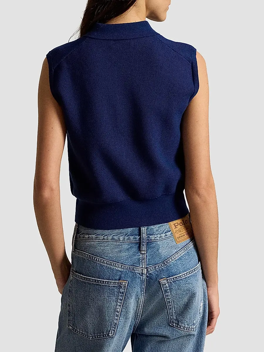 Polo Ralph Lauren Women's Sleeveless Cotton Crop Polo Top | Thumbnail 3 Polo Ralph Lauren Women's Sleeveless Cotton Crop Polo Top | Thumbnail 3