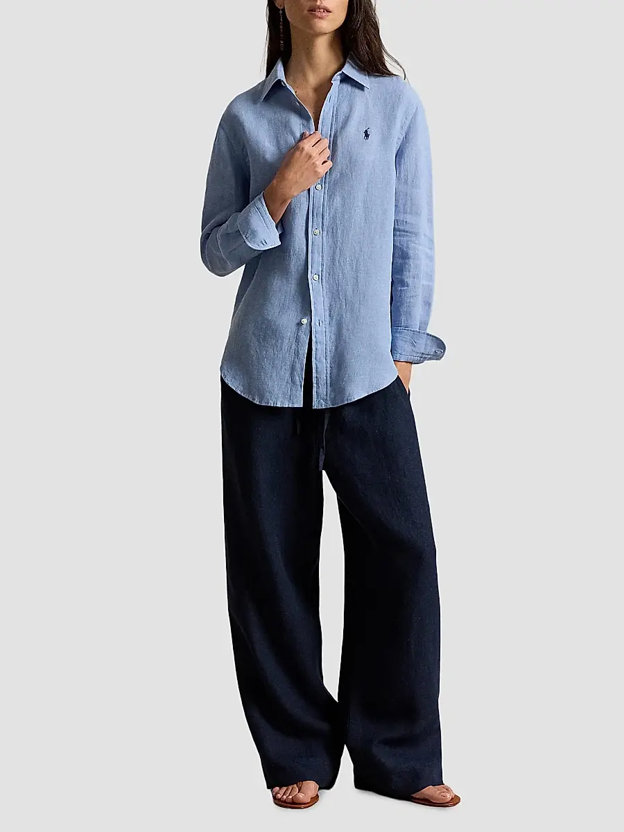 Polo Ralph Lauren Women's Linen Classic-Fit Button-Front Shirt | Thumbnail 2 Polo Ralph Lauren Women's Linen Classic-Fit Button-Front Shirt | Thumbnail 2