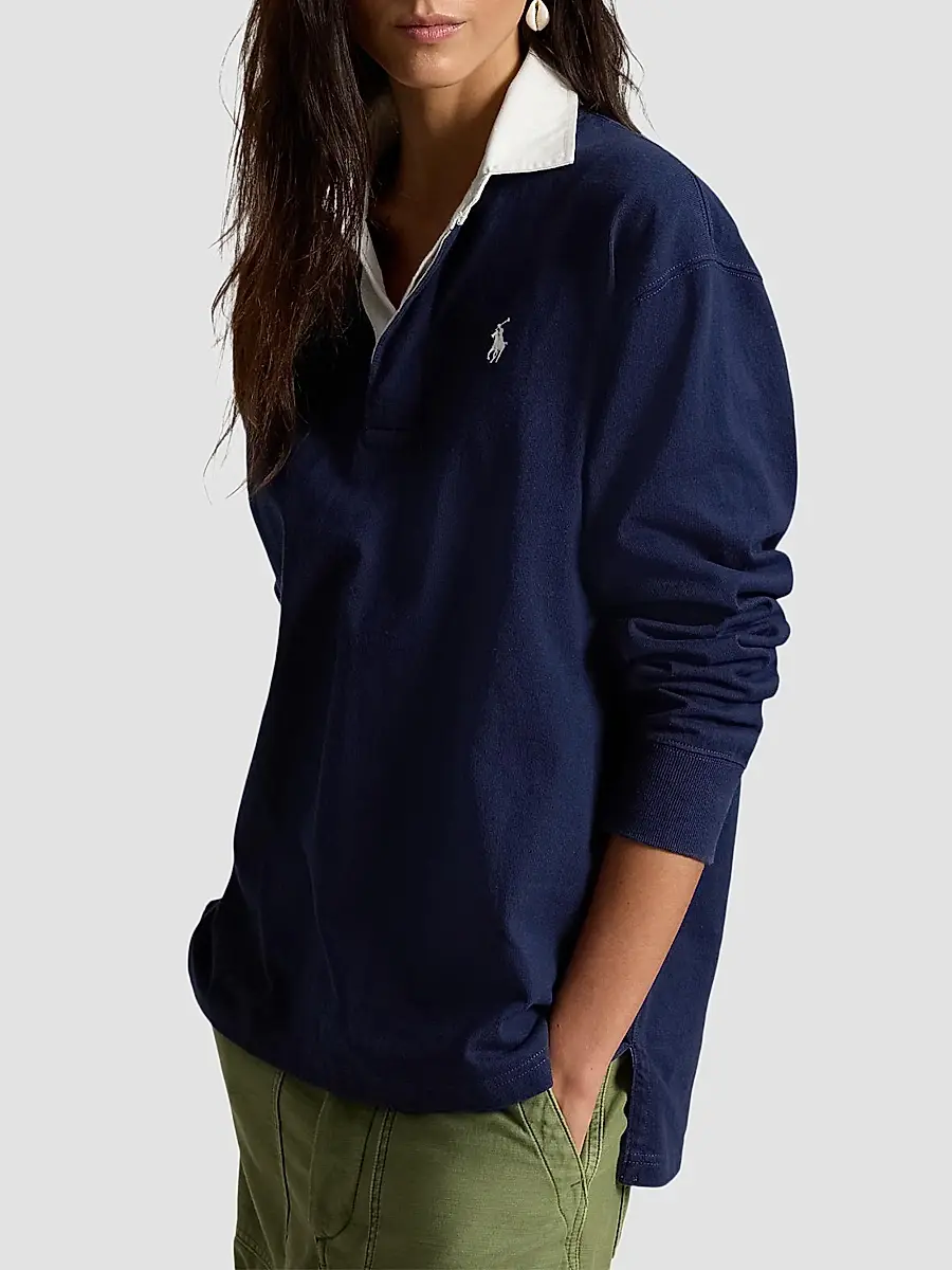 Polo Ralph Lauren Women's Oversized Cotton Rugby Shirt | Thumbnail 4 Polo Ralph Lauren Women's Oversized Cotton Rugby Shirt | Thumbnail 4