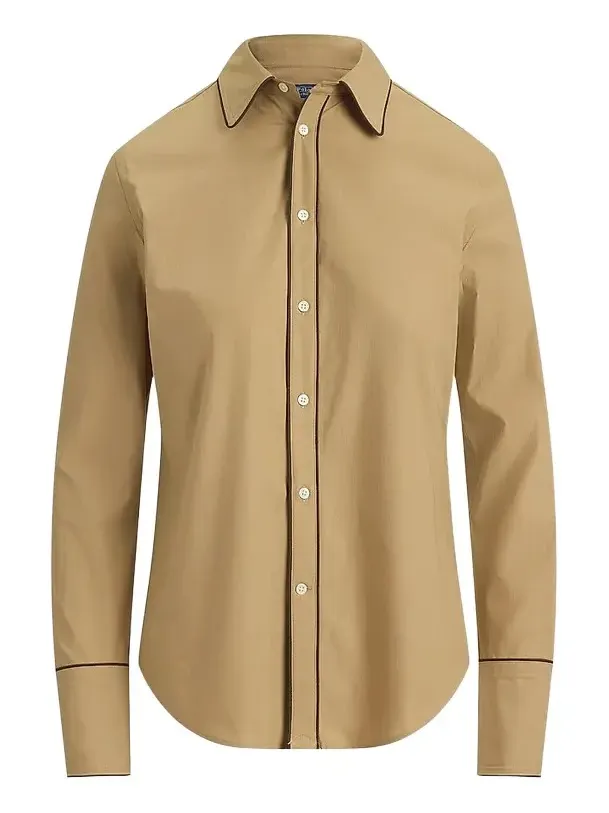 Women's Slim-Fit Stretch Cotton Button-Front Shirt