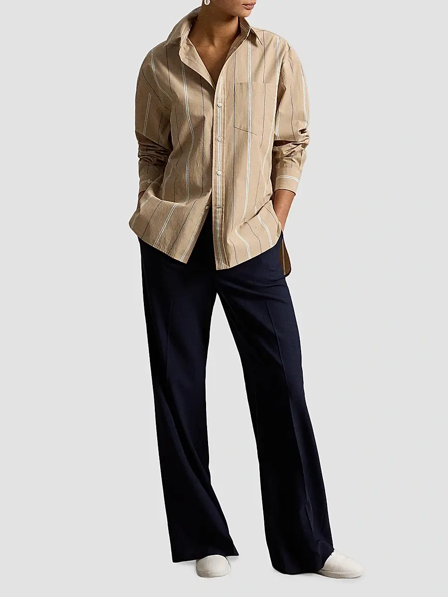 Polo Ralph Lauren Women's Oversized Striped Cotton Button-Front Shirt | Thumbnail 2 Polo Ralph Lauren Women's Oversized Striped Cotton Button-Front Shirt | Thumbnail 2