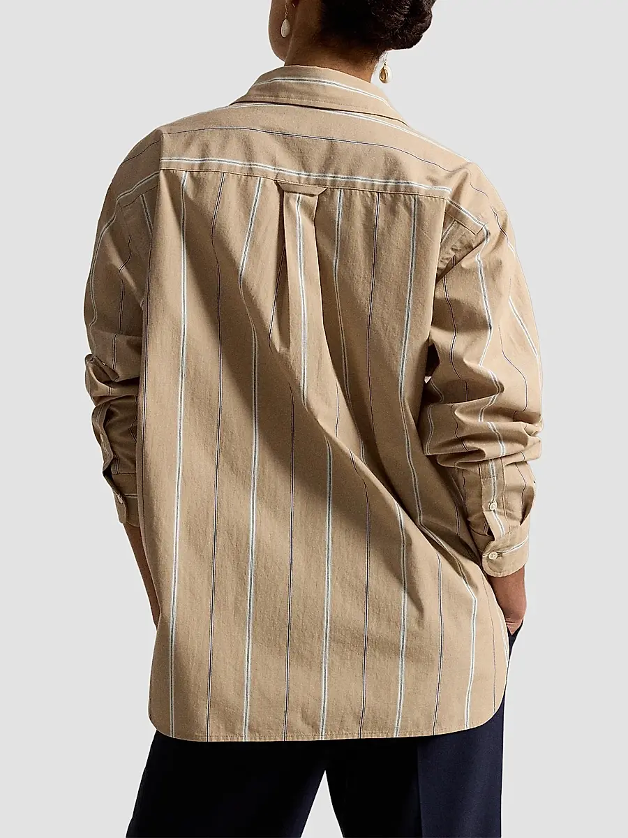 Polo Ralph Lauren Women's Oversized Striped Cotton Button-Front Shirt | Thumbnail 3 Polo Ralph Lauren Women's Oversized Striped Cotton Button-Front Shirt | Thumbnail 3