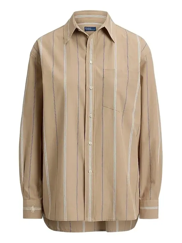 Women's Oversized Striped Cotton Button-Front Shirt Women's Oversized Striped Cotton Button-Front Shirt