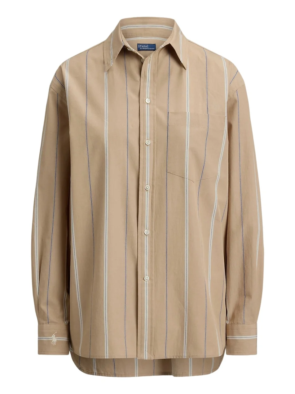 Women's Oversized Striped Cotton Button-Front Shirt Women's Oversized Striped Cotton Button-Front Shirt