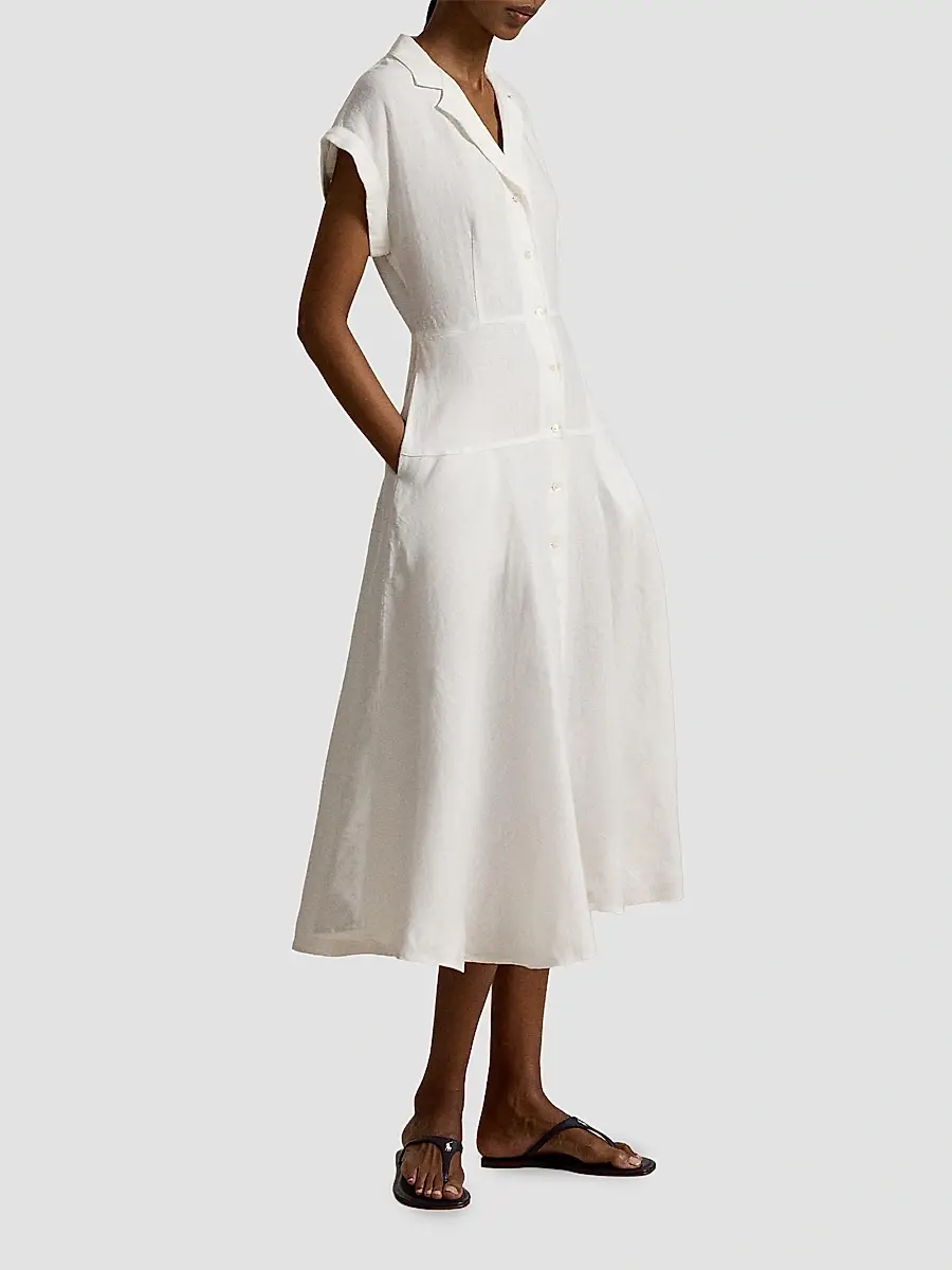 Polo Ralph Lauren Women's Linen Short-Sleeve Midi Shirtdress | Thumbnail 2 Polo Ralph Lauren Women's Linen Short-Sleeve Midi Shirtdress | Thumbnail 2