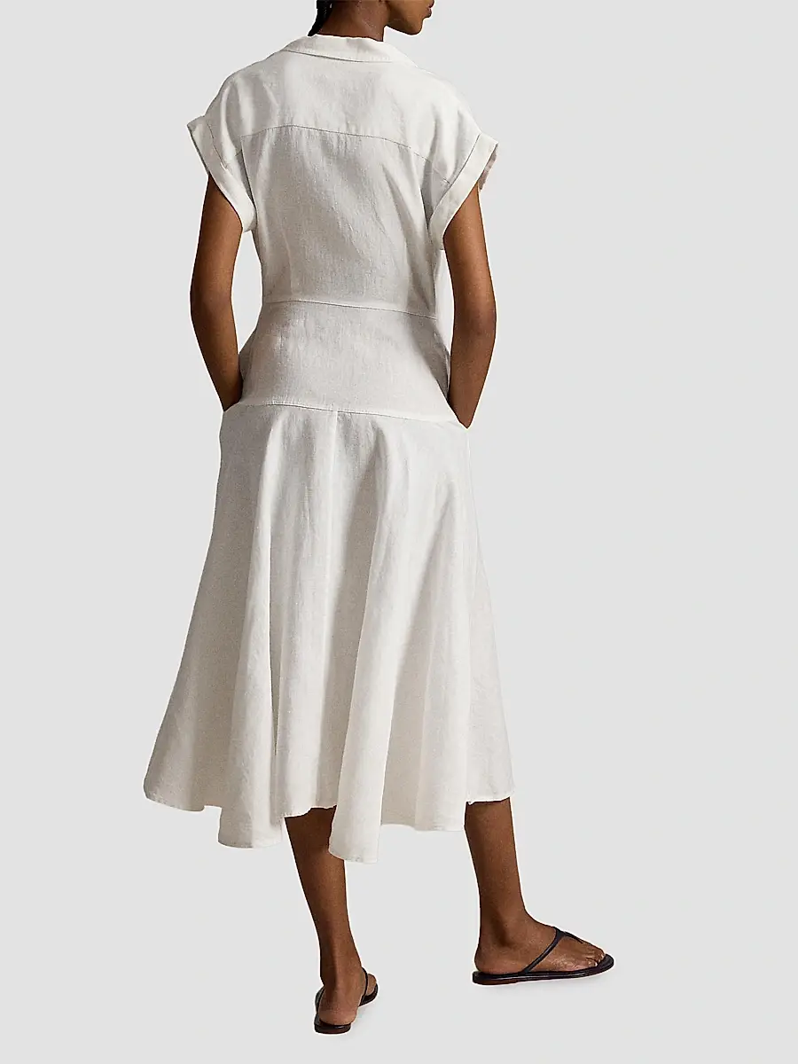 Polo Ralph Lauren Women's Linen Short-Sleeve Midi Shirtdress | Thumbnail 3 Polo Ralph Lauren Women's Linen Short-Sleeve Midi Shirtdress | Thumbnail 3